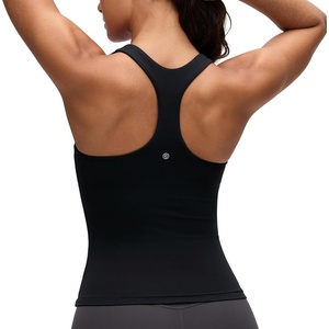 CRZ YOGA Butterluxe Workout Racerback Tank Tops for Women – Padded Athletic Spandex Yoga Shirts with Built in Bra(Black)