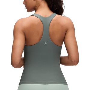 CRZ YOGA Butterluxe Workout Racerback Tank Tops for Women – Padded Athletic Spandex Yoga Shirts with Built in Bra(Grey Sage)