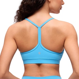 CRZ YOGA Butterluxe Y Back Sports Bras for Women – Padded Racerback Low Impact Spaghetti Thin Strap Workout Yoga Top(Kayak Blue)