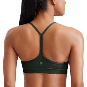CRZ YOGA Butterluxe Y Back Sports Bras for Women – Padded Racerback Low Impact Spaghetti Thin Strap Workout Yoga Top(Legend Green)