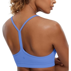 CRZ YOGA Butterluxe Y Back Sports Bras for Women – Padded Racerback Low Impact Spaghetti Thin Strap Workout Yoga Top(Wild Indigo)