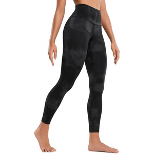 CRZ YOGA Butterluxe Yoga Leggings 25″ – High Waisted Buttery Soft Womens Workout Lounge Pants(Black Tie Dye Flowers)