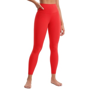 CRZ YOGA Butterluxe Yoga Leggings 25″ – High Waisted Buttery Soft Womens Workout Lounge Pants(Deep Red)
