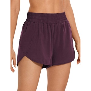 CRZ YOGA Dolphin Athletic Shorts for Women 3″ – High Waisted Quick Dry for Running Workout Gym Track with Zip Pocket(Arctic Plum)