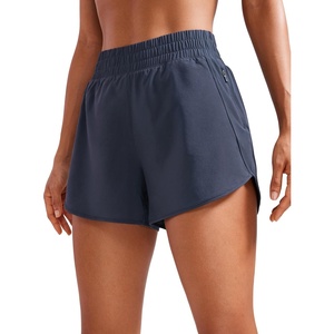 CRZ YOGA Dolphin Athletic Shorts for Women 3″ – High Waisted Quick Dry for Running Workout Gym Track with Zip Pocket(Navy)