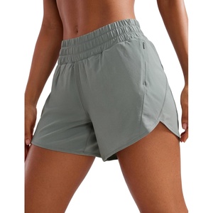 CRZ YOGA Dolphin Athletic Shorts for Women 5″ – Mid Waisted Quick Dry for Running Workout Gym Track with Zip Pocket(Sterling)