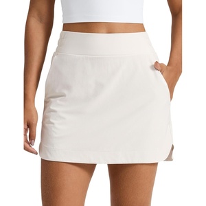 CRZ YOGA High Waisted Dolphin Golf Skirts for Women – Mini Lined A Line Tennis Casual Skort with Side Pockets(Milky White-bone(updated))