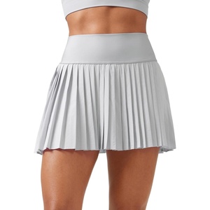 CRZ YOGA High Waisted Pleated Tennis Skirts for Women – Mini Lined Casual Tummy Control Skort with Pockets(Platinum Grey)