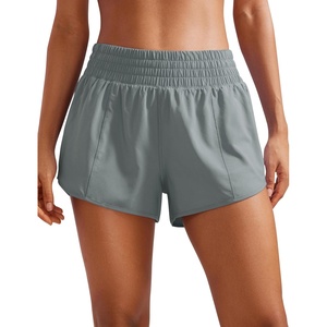 CRZ YOGA High Waisted Running Shorts for Women 2.5″ – Mesh Liner Quick Dry for Workout Sport Athletic with Zipper Pocket(Grey Sage)