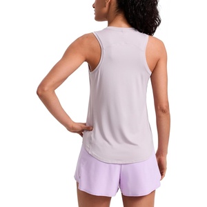 CRZ YOGA Lightweight Workout Tank Tops for Women – Athletic Running Sleeveless Shirts Racerback High Neck T-Shirt(Iced Iris)