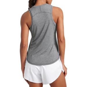 CRZ YOGA Lightweight Workout Tank Tops for Women – Athletic Running Sleeveless Shirts Racerback High Neck T-Shirt(Platinum Heather)
