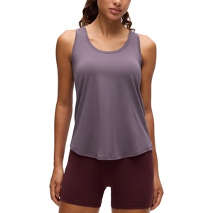 CRZ YOGA Pima Cotton Racerback Tank Tops for Women – Workout Athletic Casual Soft Scoop Neck Sleeveless Shirts(Purple Gray)