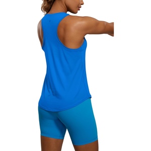 CRZ YOGA Pima Cotton Racerback Tank Tops for Women – Workout Athletic Casual Soft Scoop Neck Sleeveless Shirts(Sparkle Blue)