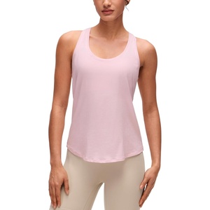 CRZ YOGA Pima Cotton Racerback Tank Tops for Women – Workout Athletic Casual Soft Scoop Neck Sleeveless Shirts(Strawberry Pink)