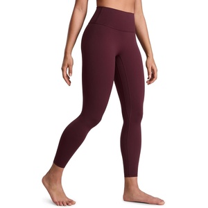 CRZ YOGA SculptAir No Front Seam Yoga Leggings 25″ – High Waisted Womens Pants Workout Pilates Athletic V Back Buttery Soft(Garnet Red)