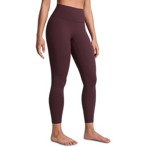 CRZ YOGA SculptAir No Front Seam Yoga Leggings 25″ – High Waisted Womens Pants Workout Pilates Athletic V Back Buttery Soft(Ripe Plum)