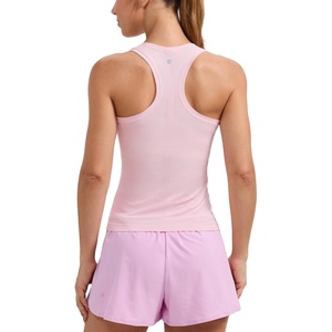 CRZ YOGA Seamless Racerback Tank Tops for Women – Gym Workout Athletic Running Sleeveless Shirts Breathable Scoop Neck(Strawberry Pink)