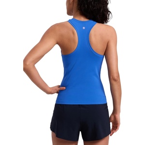 CRZ YOGA Seamless Workout Tank Tops for Women – Athletic Running Gym Sleeveless Shirts Crewneck Racerback Breathable(Sparkle Blue)