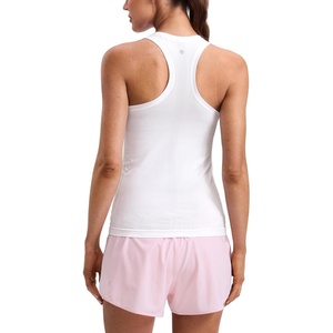 CRZ YOGA Seamless Workout Tank Tops for Women Hip Length – Athletic Running Gym Sleeveless Shirts Racerback Crewneck(White)