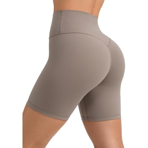 CRZ YOGA Secretsculpt Butterlift Biker Shorts 6″- No Front Seam High Waist Womens Workout Gym Booty Scrunch Butt(Creamy Latte)