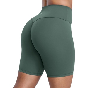 CRZ YOGA Secretsculpt Butterlift Biker Shorts 6″- No Front Seam High Waist Womens Workout Gym Booty Scrunch Butt(Dark Forest Green)