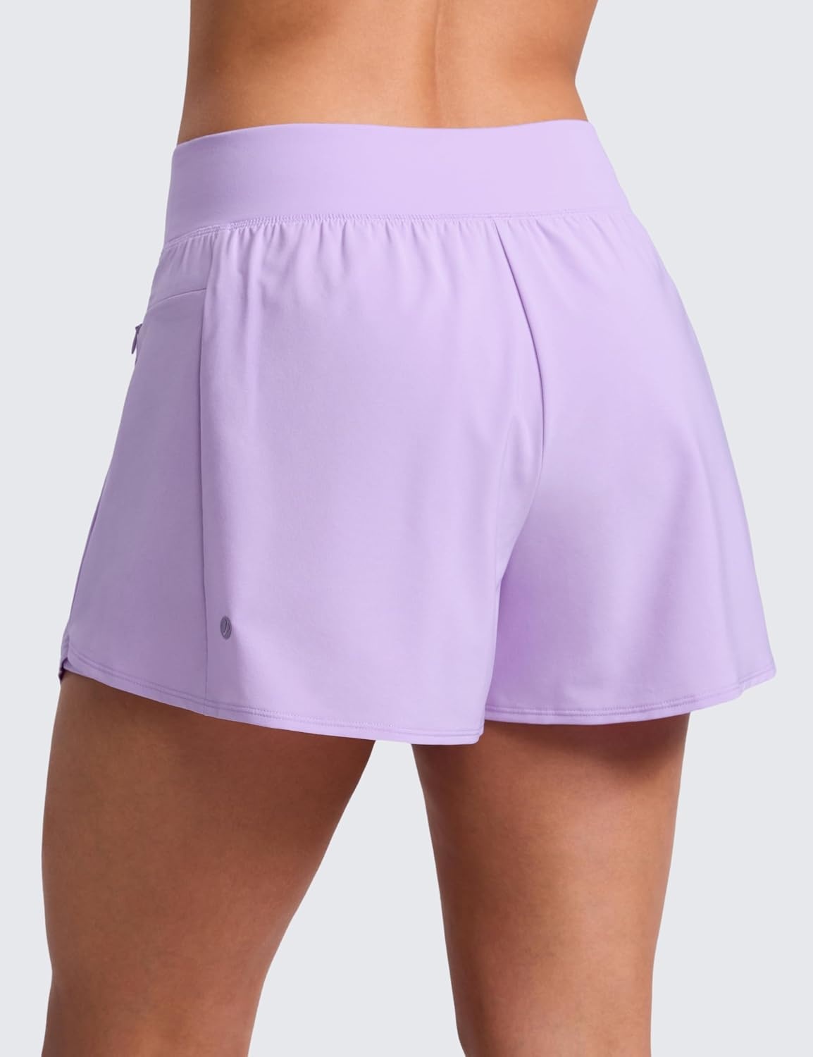 image:imageCRZ YOGA 2 in 1 Double Layer Running Shorts for Women 3 High Waisted for Athletic Tennis Workout with Zip PocketsLilac