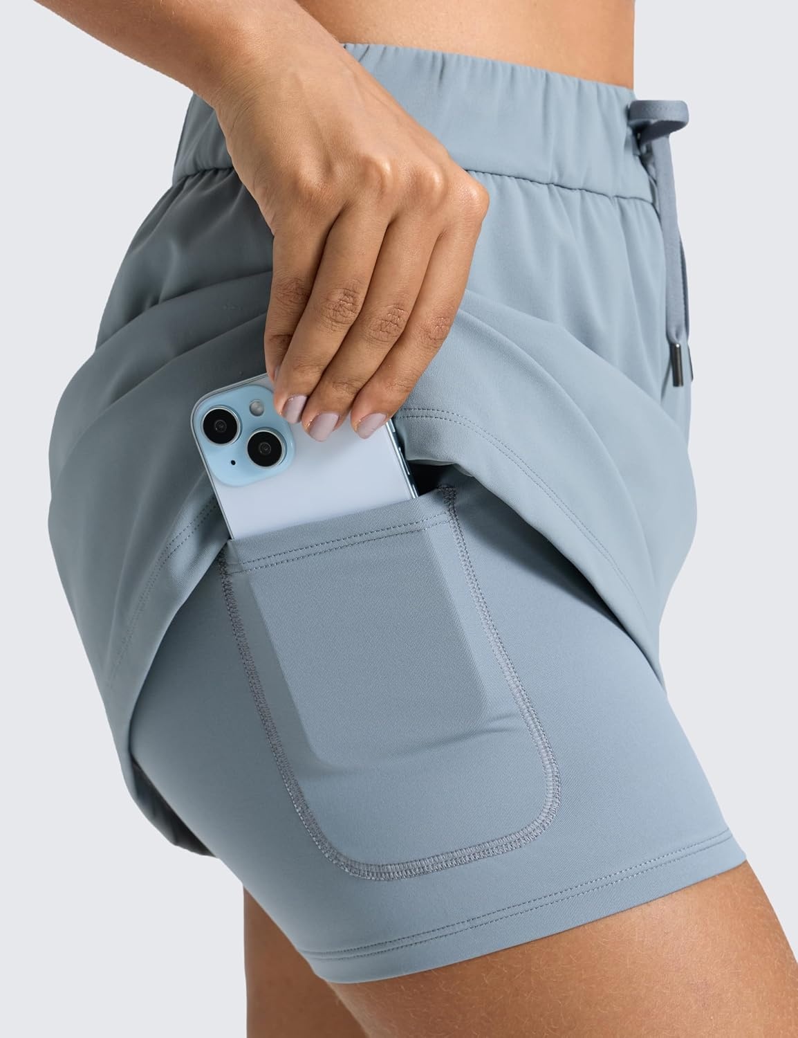 image:imageCRZ YOGA 4Way Stretch A Line Skirts for Women High Waitsted Mini Lined Tennis Work Drawstring Skort with PocketsBelgian Blue