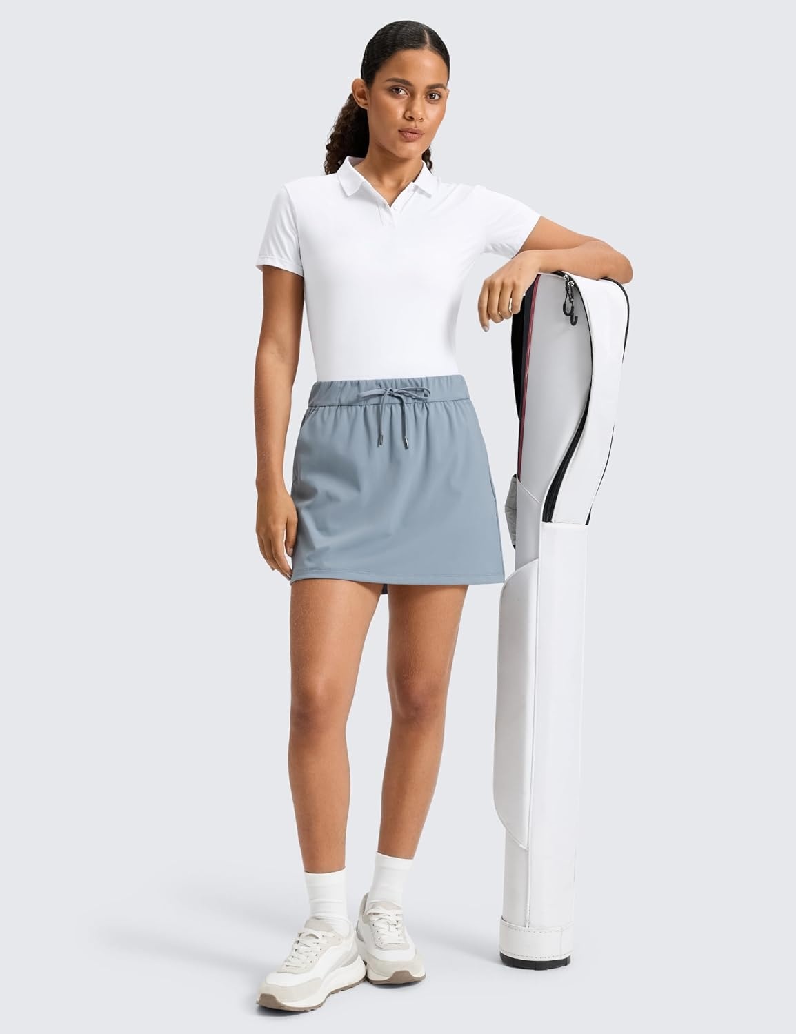 image:imageCRZ YOGA 4Way Stretch A Line Skirts for Women High Waitsted Mini Lined Tennis Work Drawstring Skort with PocketsBelgian Blue