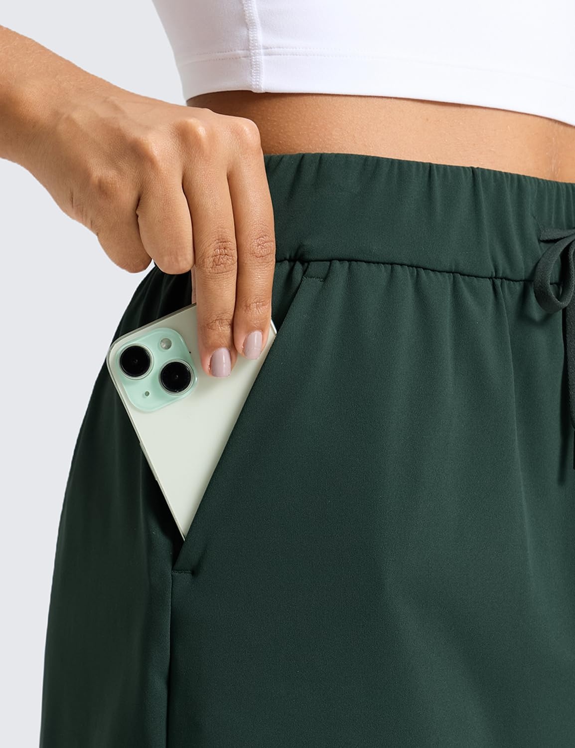 image:imageCRZ YOGA 4Way Stretch A Line Skirts for Women High Waitsted Mini Lined Tennis Work Drawstring Skort with PocketsLegend Green