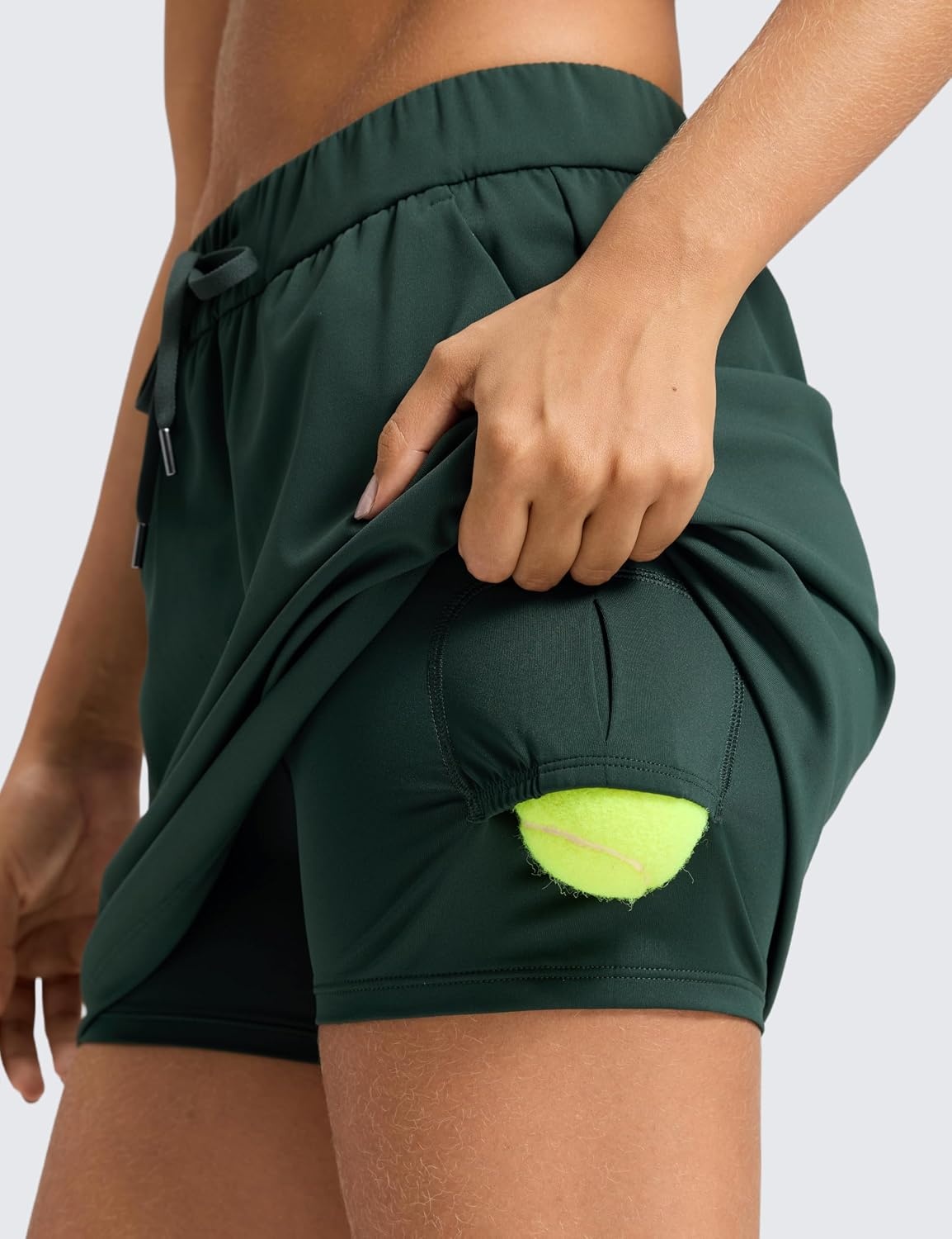 image:imageCRZ YOGA 4Way Stretch A Line Skirts for Women High Waitsted Mini Lined Tennis Work Drawstring Skort with PocketsLegend Green