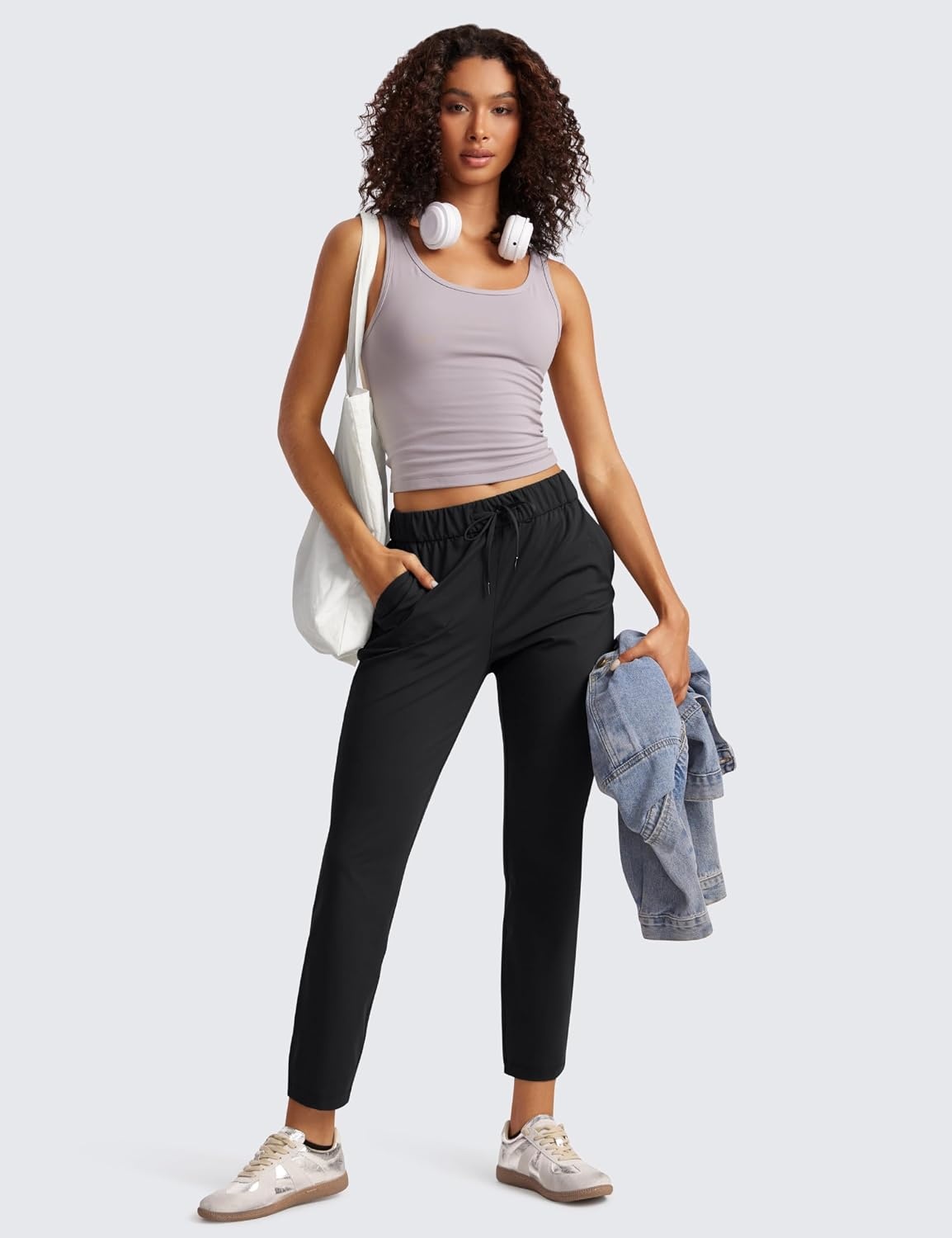 image:imageCRZ YOGA 4Way Stretch Ankle Golf Pants for Women 27 Casual Dress Work 78 Sweatpants with PocketsBlack
