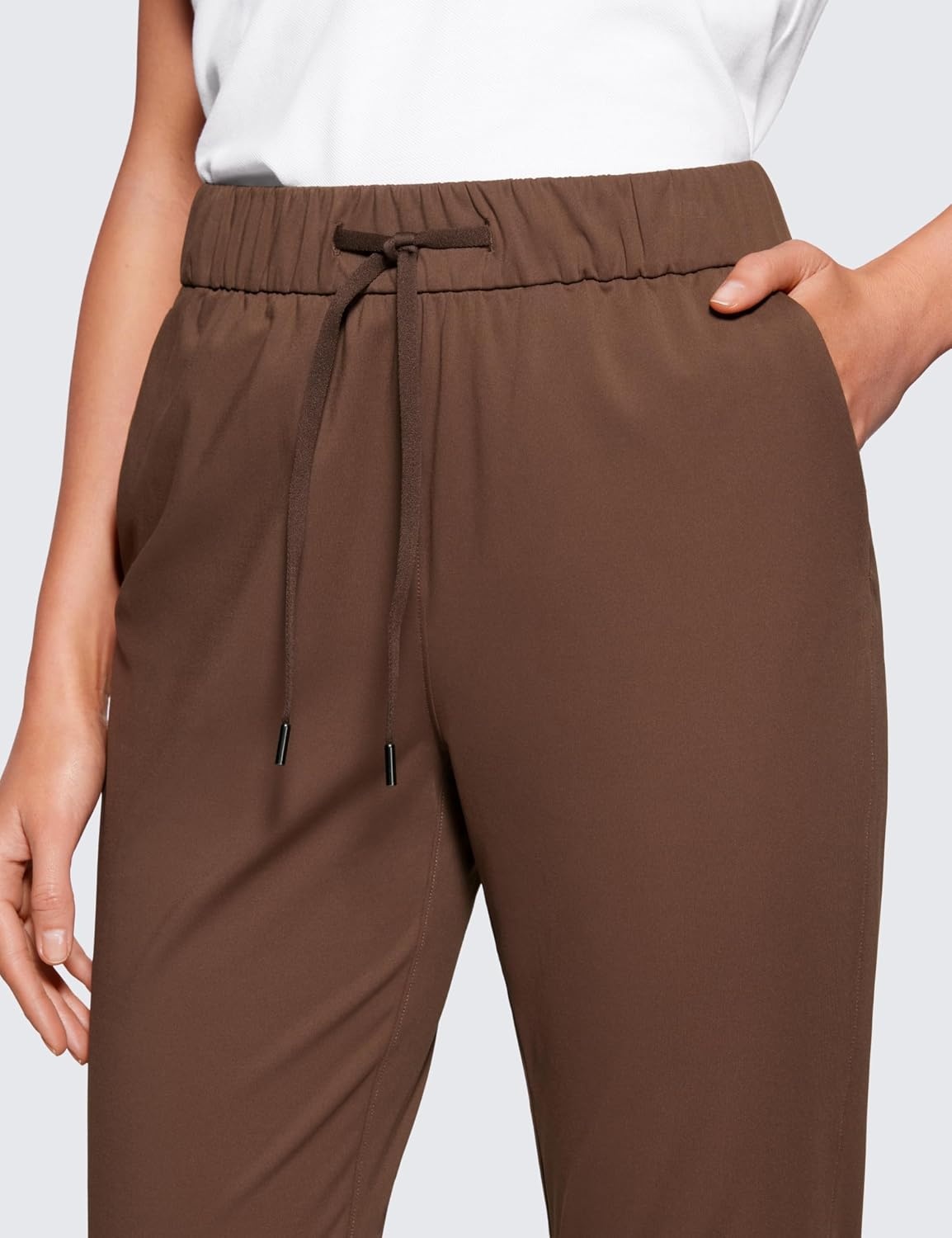 image:imageCRZ YOGA 4Way Stretch Ankle Golf Pants for Women 27 Casual Dress Work 78 Sweatpants with PocketsCoffee Brown