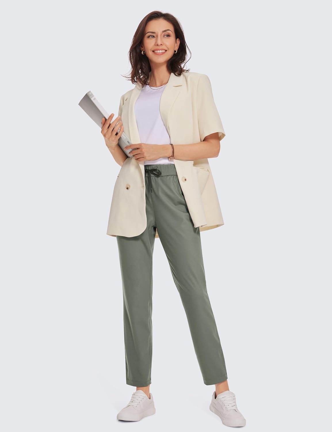 image:imageCRZ YOGA 4Way Stretch Ankle Golf Pants for Women 27 Casual Dress Work 78 Sweatpants with PocketsGrey Sage