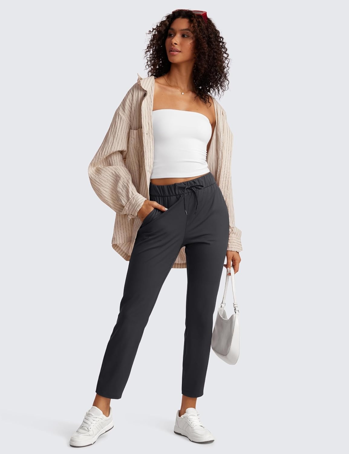 image:imageCRZ YOGA 4Way Stretch Ankle Golf Pants for Women 27 Casual Dress Work 78 Sweatpants with PocketsMysterious Grey