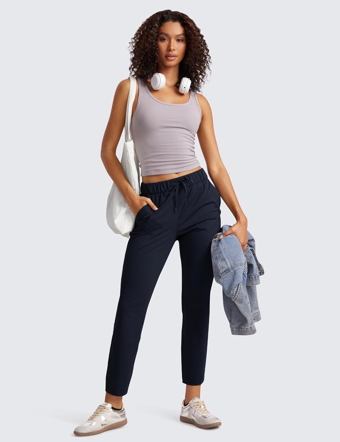 image:imageCRZ YOGA 4Way Stretch Ankle Golf Pants for Women 27 Casual Dress Work 78 Sweatpants with PocketsNavy