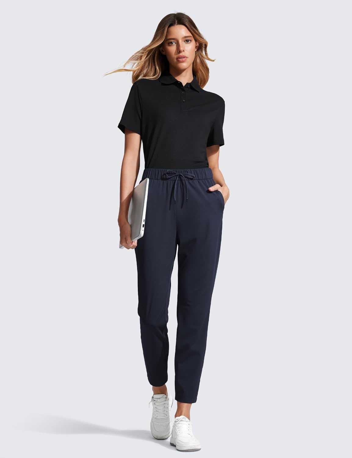 image:imageCRZ YOGA 4Way Stretch Ankle Golf Pants for Women 27 Casual Dress Work 78 Sweatpants with PocketsNavy