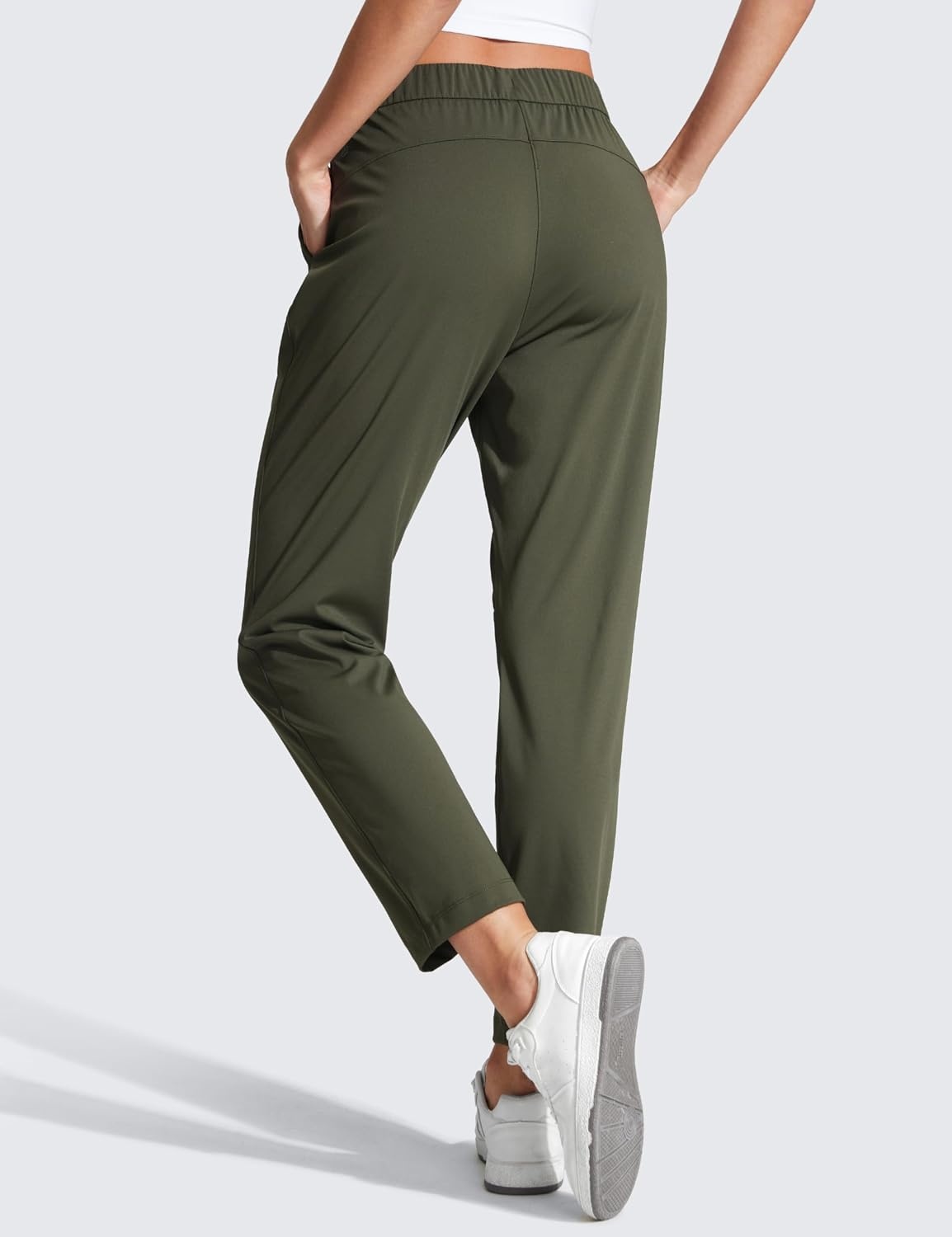 image:imageCRZ YOGA 4Way Stretch Ankle Golf Pants for Women 27 Casual Dress Work 78 Sweatpants with PocketsOlive Green