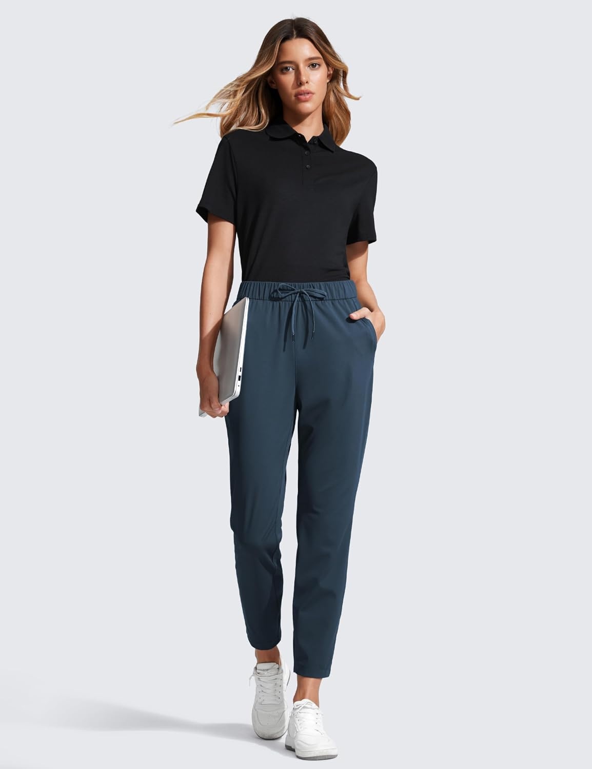 image:imageCRZ YOGA 4Way Stretch Ankle Golf Pants for Women 27 Casual Dress Work 78 Sweatpants with PocketsTrue Navy