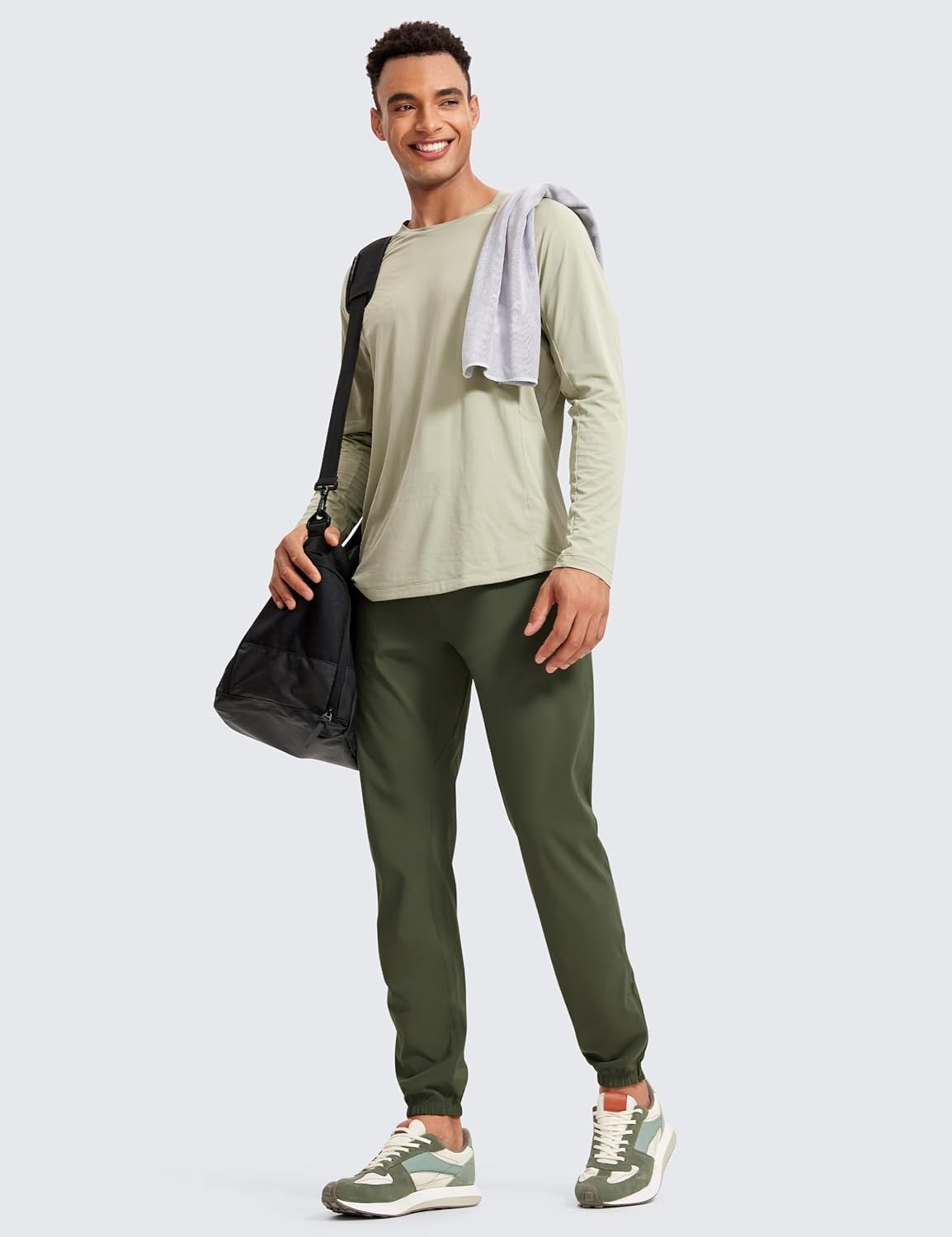 image:imageCRZ YOGA 4Way Stretch Athletic Joggers for Men 3032 Track Golf Gym Workout Hiking Pants with PocketsDark Olive