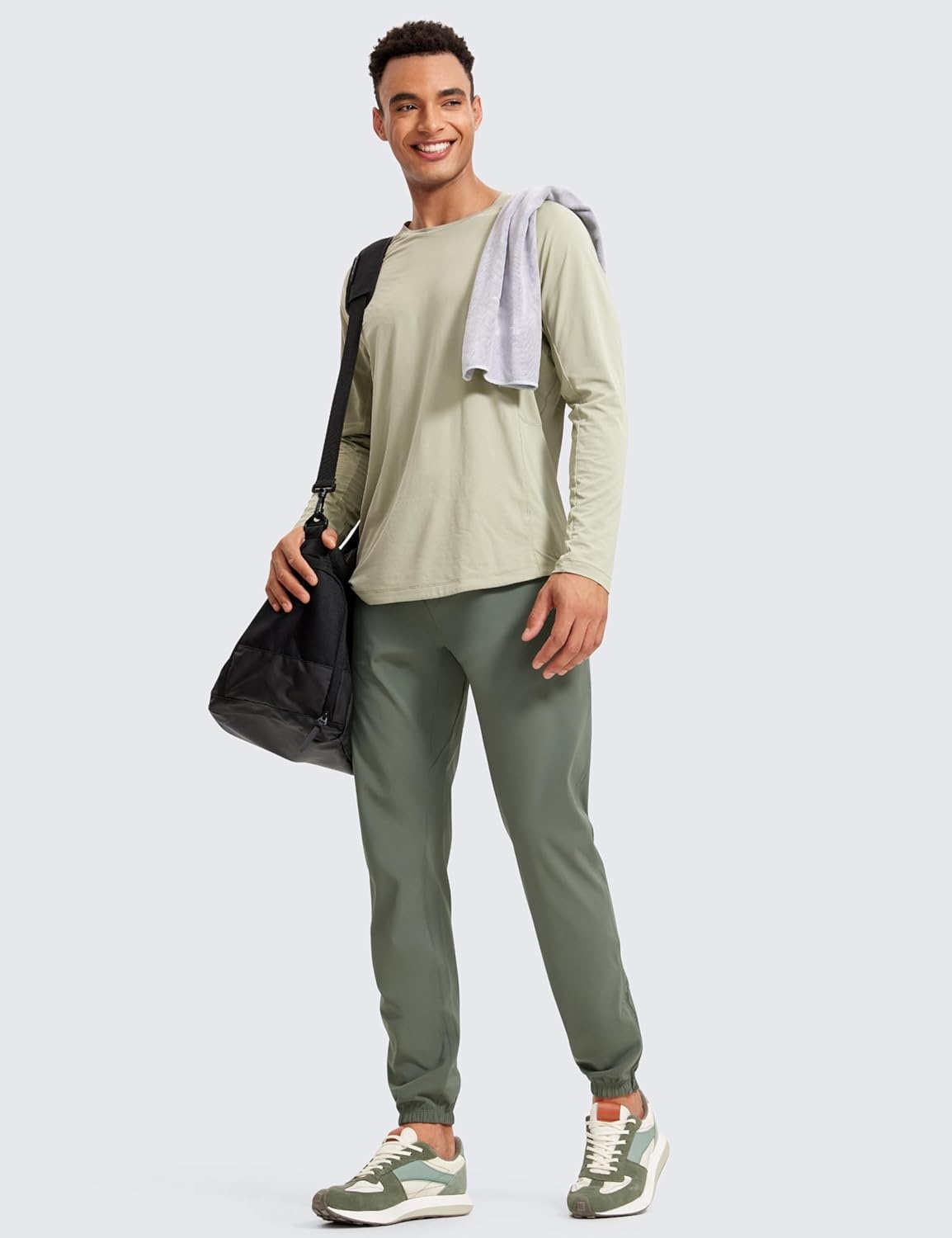 image:imageCRZ YOGA 4Way Stretch Athletic Joggers for Men 3032 Track Golf Gym Workout Hiking Pants with PocketsGrey Sage