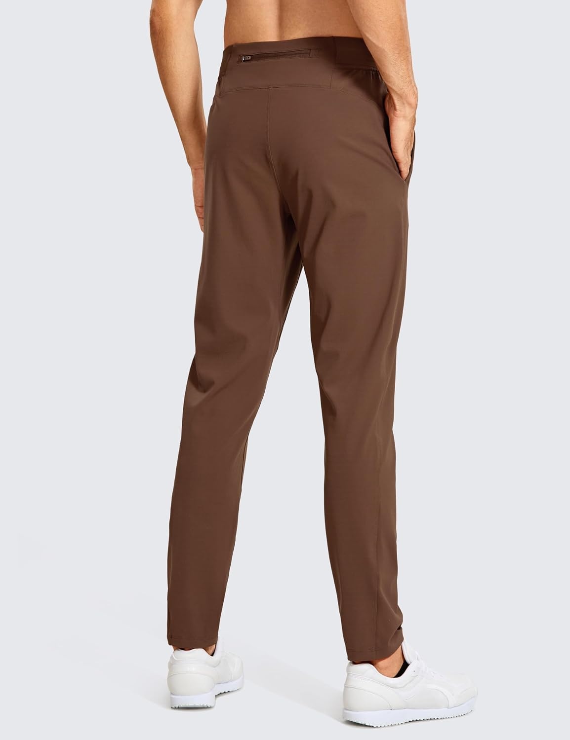 image:imageCRZ YOGA 4Way Stretch Athletic Pants for Men 30 Workout Lounge Casual Work Jogger with Zip PocketDark Brown