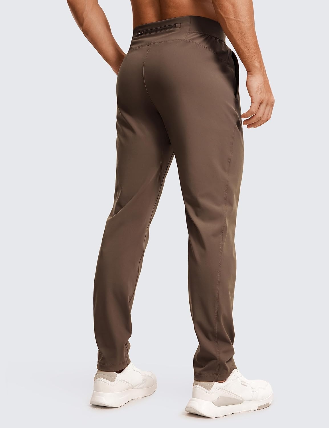 image:imageCRZ YOGA 4Way Stretch Athletic Pants for Men 30 Workout Lounge Casual Work Jogger with Zip PocketDark Olive Brown