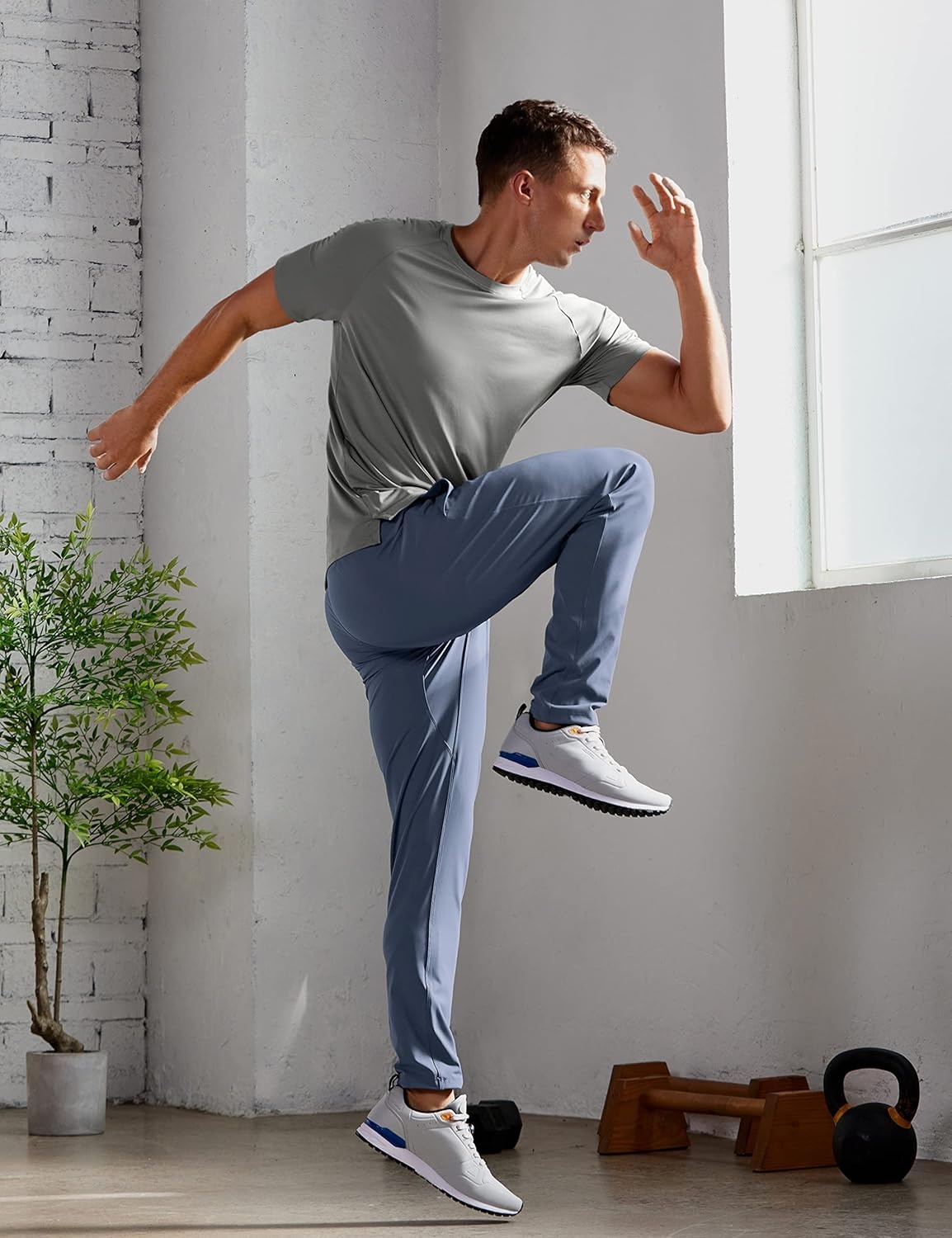 image:imageCRZ YOGA 4Way Stretch Athletic Pants for Men 30 Workout Lounge Casual Work Jogger with Zip PocketElectric Blue
