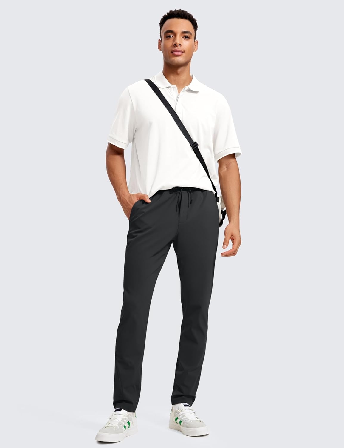 image:imageCRZ YOGA 4Way Stretch Athletic Pants for Men 30 Workout Lounge Casual Work Jogger with Zip PocketInk Gray
