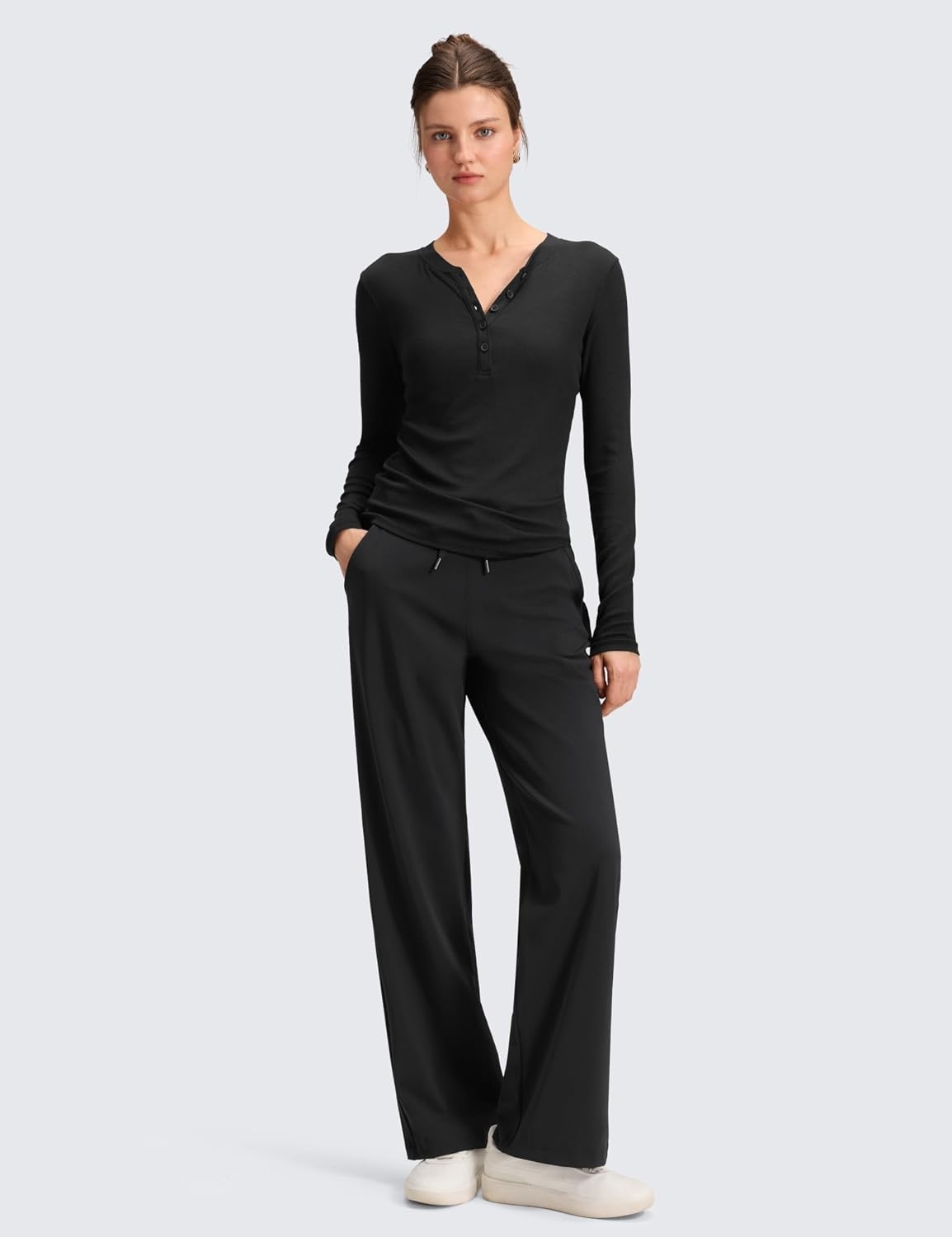 image:imageCRZ YOGA 4Way Stretch Casual Pants for Women 30 Straight Leg with Pockets for Work Dress TravelBlack