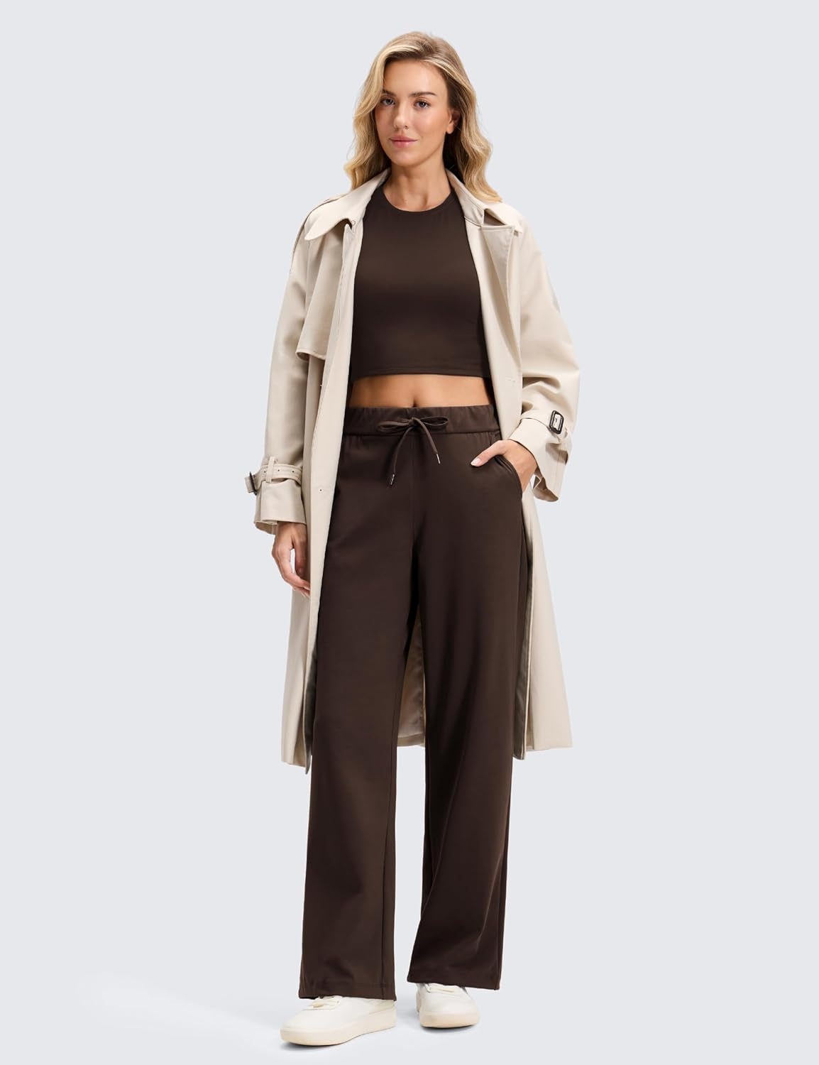 image:imageCRZ YOGA 4Way Stretch Casual Pants for Women 30 Straight Leg with Pockets for Work Dress TravelHot Fudge Brown