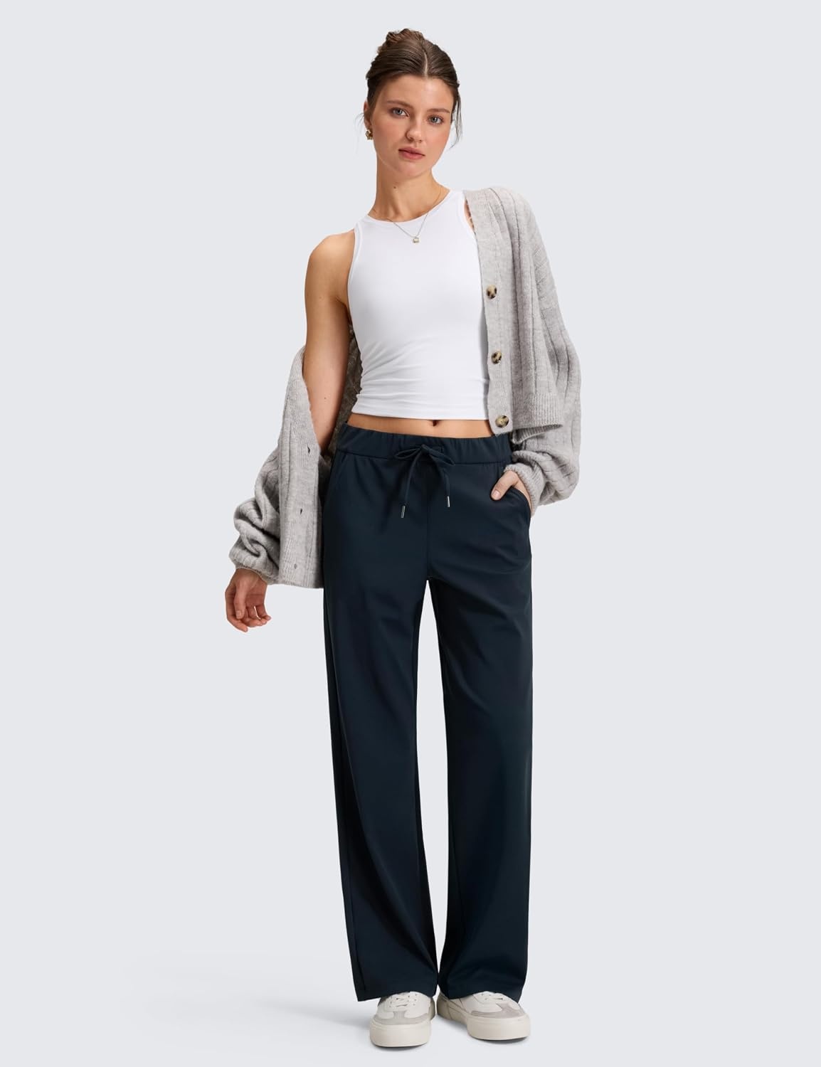 image:imageCRZ YOGA 4Way Stretch Casual Pants for Women 30 Straight Leg with Pockets for Work Dress TravelTrue Navy