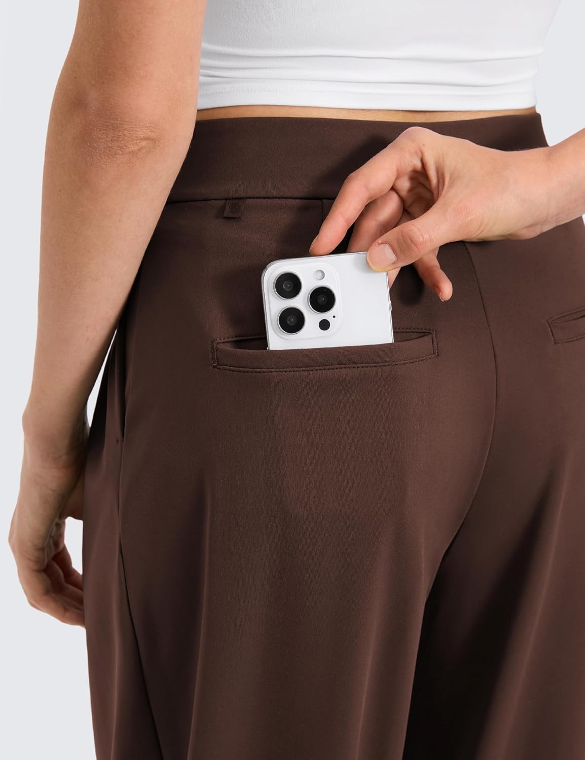 image:imageCRZ YOGA 4Way Stretch Wide Leg Work Pants for Women 295 Bussiness Casual Trousers with PocketsLava Brown