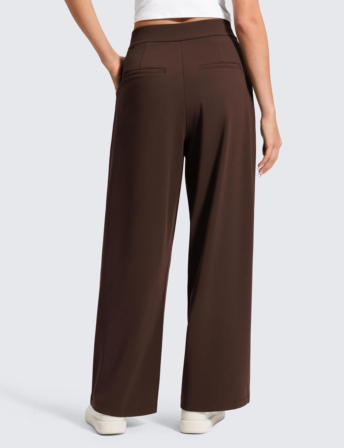 image:imageCRZ YOGA 4Way Stretch Wide Leg Work Pants for Women 295 Bussiness Casual Trousers with PocketsLava Brown