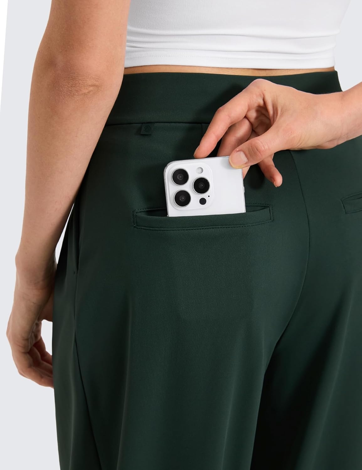 image:imageCRZ YOGA 4Way Stretch Wide Leg Work Pants for Women 295 Bussiness Casual Trousers with PocketsLegend Green